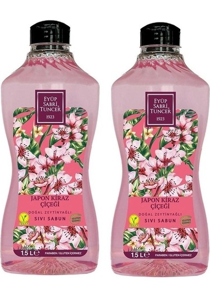Doğal Zeytinyağlı Sıvı Sabun Japon Kiraz Çiçeği 1500 ml x 2