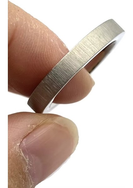 4mm Mat Fırçalanmış Düz Kadın Erkek Çelik Yüzük Alyans CL45