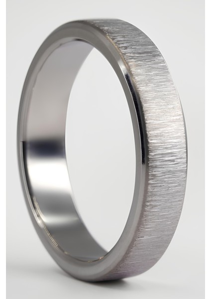6mm Fırçalanmış Mat Köşeli Düz Kadın Erkek Çelik Alyans Yüzük CL47