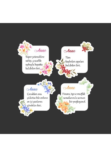 Anneler Günü Tebrik Kartı 4 Lü Özel Kesim KARTLAR-ANNE-002
