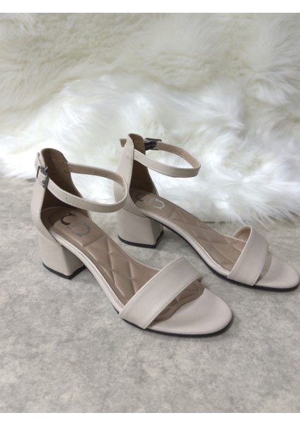 Günlük Kadın Ayakkabı Bilekten Bağlamalı Tek Bantlı Sandalet Kalın Topuklu Abiye Önü Açık 149