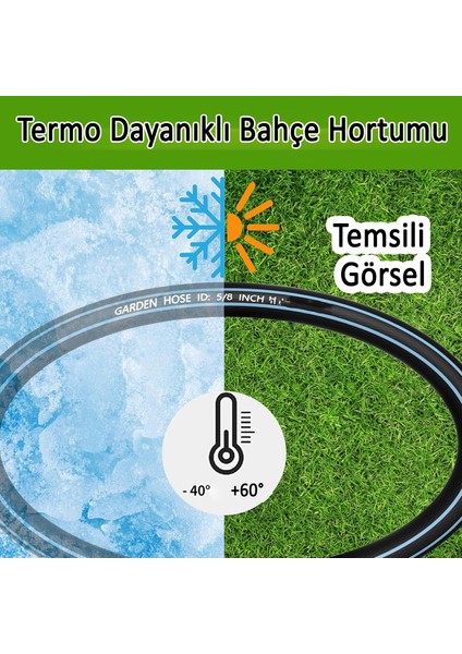 Termo Bahçe Hortumu 30 Metre Dayanıklı 3 Katlı Sağlam Çeşme Su Sulama Yıkama Hortum 12.5 mm 1/2"