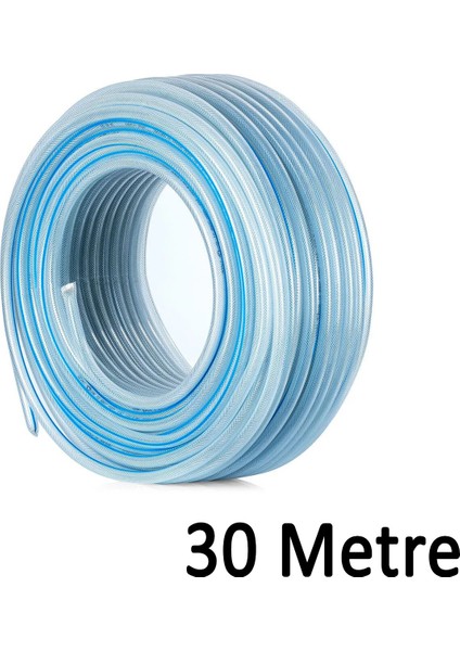 Örgülü Şeffaf Bahçe Hortumu 30 Metre Dayanıklı 3 Katlı Sağlam Çeşme Su Sulama Yıkama Hortum 12.5 mm 1/2" modelleri