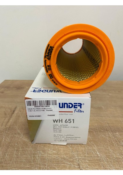 Wunder WH651 (Içi Telli) Hava Filtresi Fiat Doblo 1.9d - 1.9jtd (2001 Sonrası)