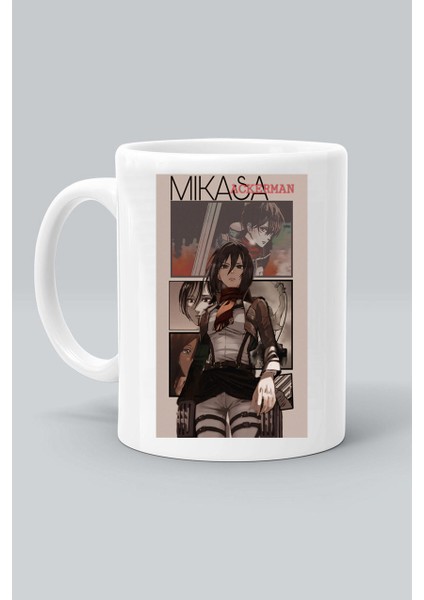 Anime Karakter Mikasa Ackerman Attack On Titan Baskılı Beyaz Kupa Bardak