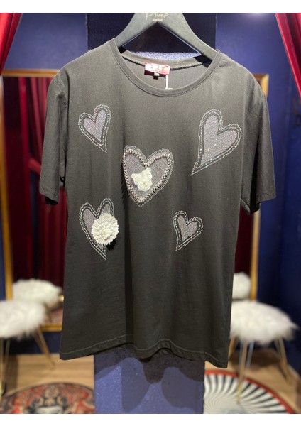 Baskılı Taşlı Tshirt