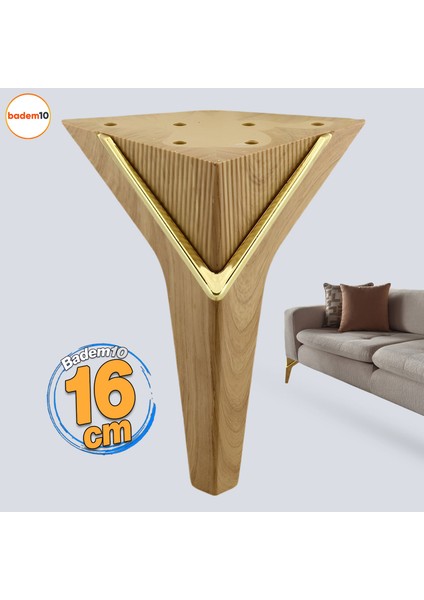 Empoli 16 cm Açık Ceviz Gold Lüks Mobilya Oturma Grubu Kanepe Sehpa Ünite Koltuk Ayağı Baza Ayakları