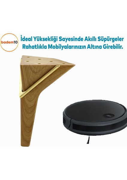 Empoli 16 cm Açık Ceviz Gold Lüks Mobilya Oturma Grubu Kanepe Sehpa Ünite Koltuk Ayağı Baza Ayakları fırsatları