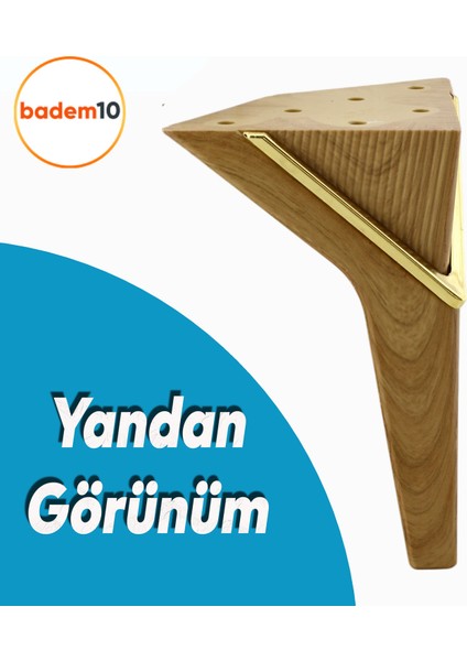 Empoli 16 cm Açık Ceviz Gold Lüks Mobilya Oturma Grubu Kanepe Sehpa Ünite Koltuk Ayağı Baza Ayakları indirimleri