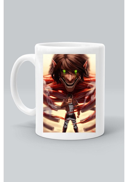 Anime Attack On Titan Karakter Baskılı Beyaz Kupa Bardak