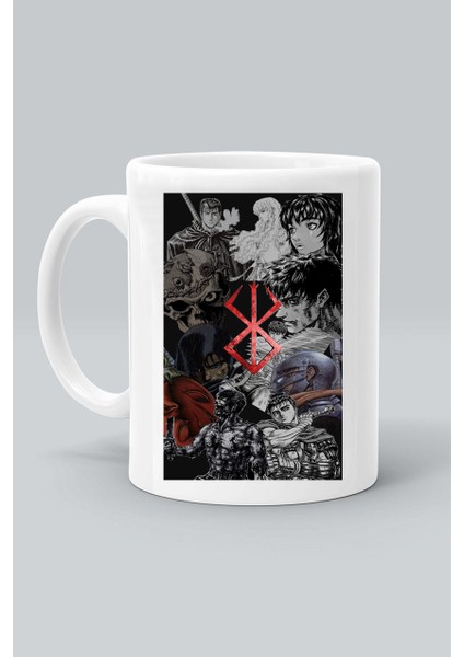 Berserk Karakter Amime Mix Baskılı Beyaz Kupa Bardak