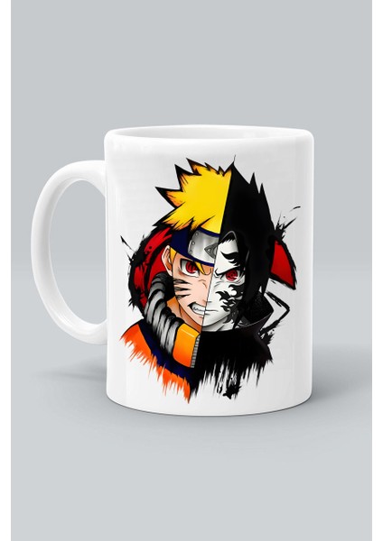 Anime Naruto Sasuke Karakter Baskılı Beyaz Kupa Bardak