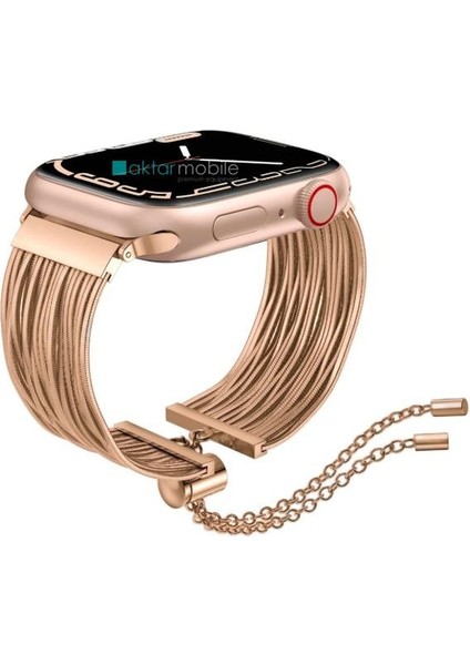 Apple Watch 10 / 11 46 mm Uyumlu Ayarlanabilir Zincirli Hasır Kordon Paslanmaz Çelik Şık Zarif Kayış fiyatları