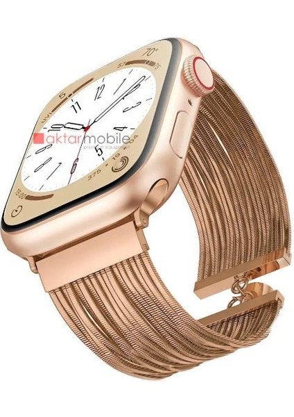 Apple Watch 10 / 11 46 mm Uyumlu Ayarlanabilir Zincirli Hasır Kordon Paslanmaz Çelik Şık Zarif Kayış modelleri