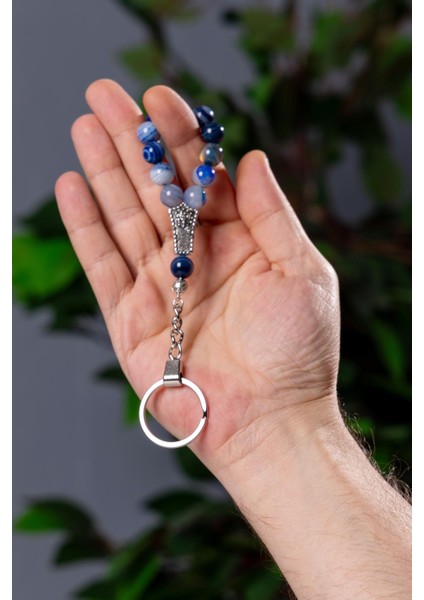 10 MM Mavi Akik Taşı Tesbih Anahtarlık indirimleri