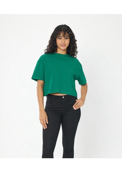 Oversize Kadın Crop Tişört – %100 Pamuk, Yüksek Kaliteli Süprem Kumaş