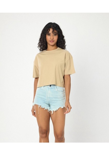 Oversize Kadın Crop Tişört – %100 Pamuk, Yüksek Kaliteli Süprem Kumaş