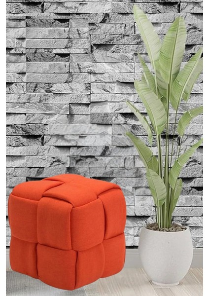 Most Spiral Kare Puf 09 Tarçın Kadife Kumaş (Evinize Teslim)