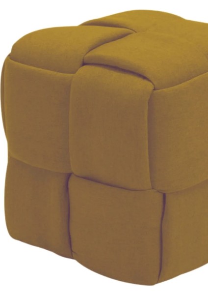 Most Spiral Kare Puf 07 Hardal Kadife Kumaş (Evinize Teslim)