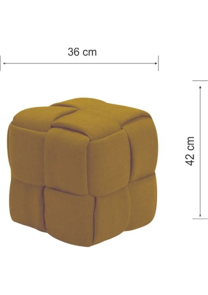 Most Spiral Kare Puf 07 Hardal Kadife Kumaş (Evinize Teslim)