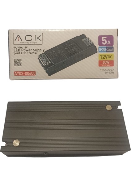 Ack Şerit LED Trafosu 5A 60WATT 12 Volt - AY01-00600