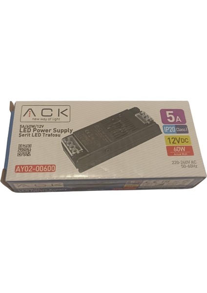 Ack Şerit LED Trafosu 5A 60WATT 12 Volt - AY01-00600
