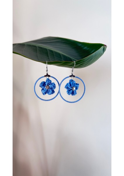 Handmade Çiçekli Halka Küpe