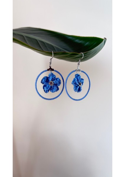 Handmade Çiçekli Halka Küpe