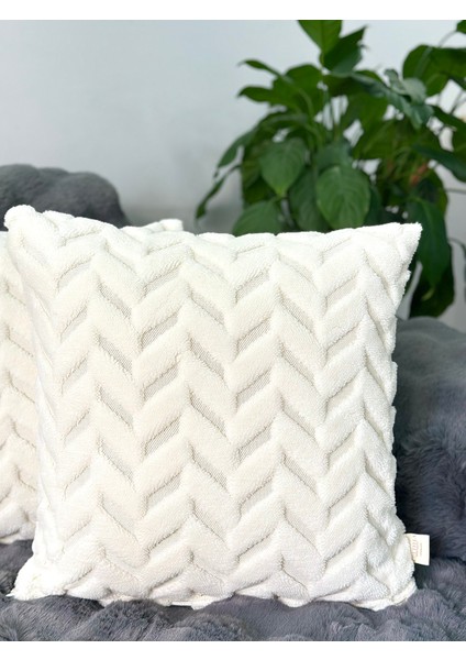 2'li Set Bohem Özel Tasarım Punch Panç Desen Ekru Dekoratif Kırlent Kılıfı Sarmaşık 45X45 cm