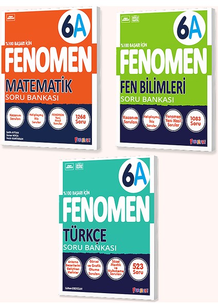 6. Sınıf 3'lü Set ( Matematik A-Fen Bilimleri A-Türkçe A)
