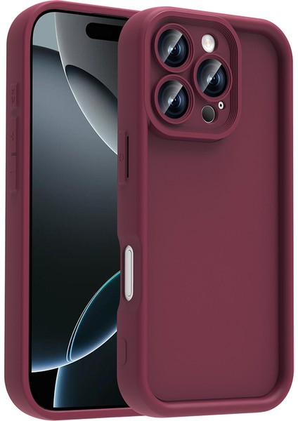 Apple iPhone 16 Pro Max Kılıf Kamera Korumalı Ananas Kapak - Mürdüm