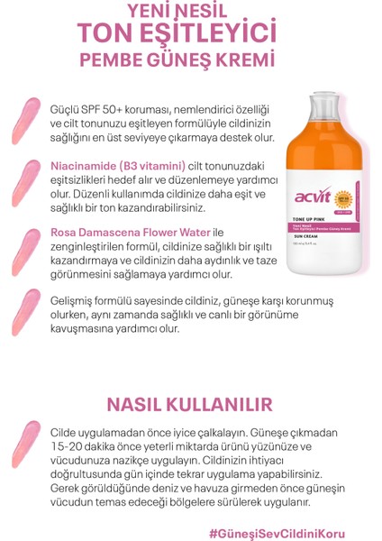 Yeni Nesil Pembe Güneş Kremi SPF 50 + Pa ++++ 100 ml