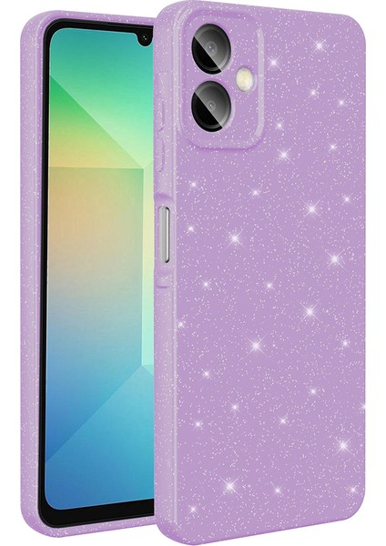 Samsung Galaxy A06 Kılıf Kamera Korumalı Simli Lüks App Koton Kapak - Lila
