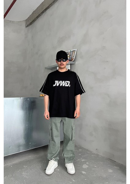Unisex Oversize Siyah Jvwd Baskılı T-Shirt indirimleri