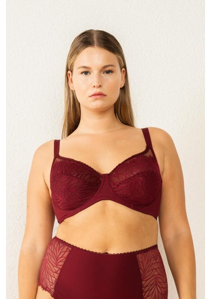 Kadın Dantelli Bordo Toparlayıcı Sütyen 6485 fiyatları