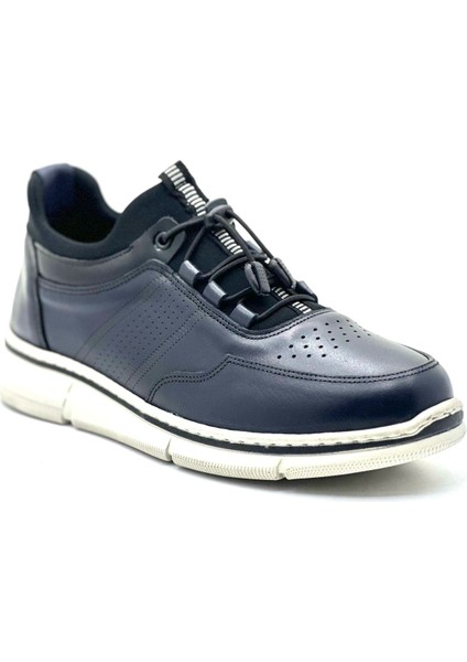 Erkek Hakiki Deri Lacivert Streç Ayakkabı