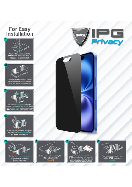 Apple iPhone 15 Pro Max Için Ipg Privacy Hayalet Ekran Koruma Gizlilik Filtreli Yan Görünmeyi Engelleyici