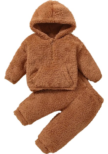 Kız Erkek Bebek ve Çocuk Fermuarlı Peluş Ikili Takım