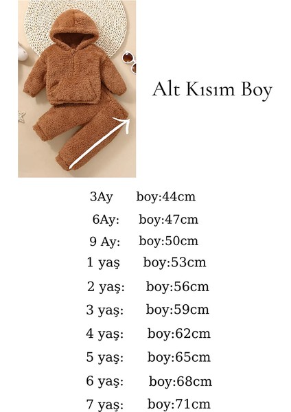 Kız Erkek Bebek ve Çocuk Fermuarlı Peluş Ikili Takım