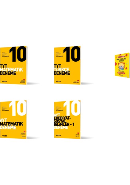 Tyt ve Ayt Matematik Türkçe Edebiyat 4lü Deneme Seti + Planlama Defteri