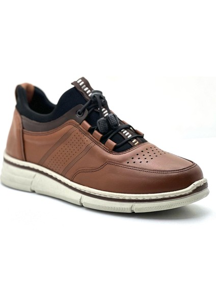 Erkek Hakiki Deri Kahverengi Streç Ayakkabı