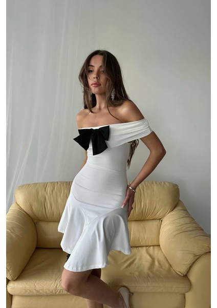 Kadın Mini Boy Likralı Fiyonk Elbise NBDF038 modelleri