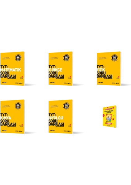 Tyt Matematik Türkçe Fizik Kimya ve Biyoloji 5li Set Soru Bankası + Planlama Defteri