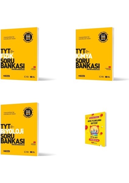 Tyt Fizik Kimya ve Biyoloji 3lü Set Soru Bankası + Planlama Defteri