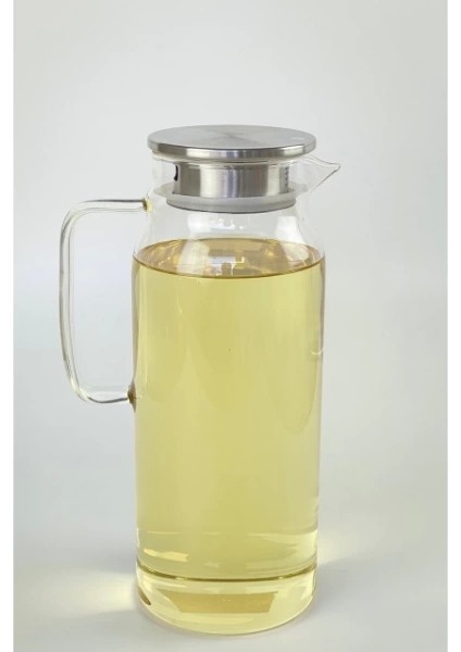 1500 ml Borosilikat Cam Su Sürahisi - Metal Kapaklı ve Isıya Dayanıklı