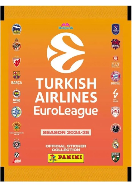 Turkish Airlines Euroleague 2025 Çıkartma Albümü Başlangıç Paketi Set 36 Paket (180ADET)
