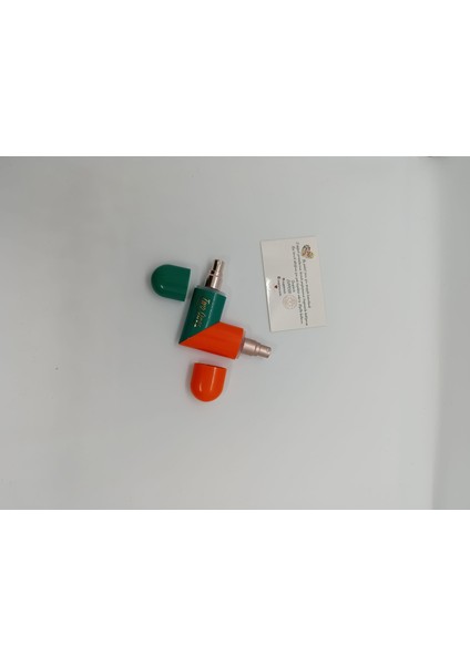 Kalp Şeklinde Çift Başlı Ikisi Bir Arada 5ml+5ml Parfüm Şişesi (Kalpli Turuncu&yeşil)