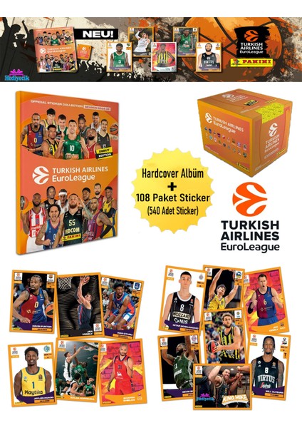 2025 Turkish Airlines Euro League Sticker Özel Koleksiyon Albümü Seti 108 Paket (540 Adet)