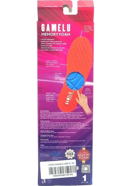 Gri Ortopedik Memort Foam Visco Tabanlık modelleri