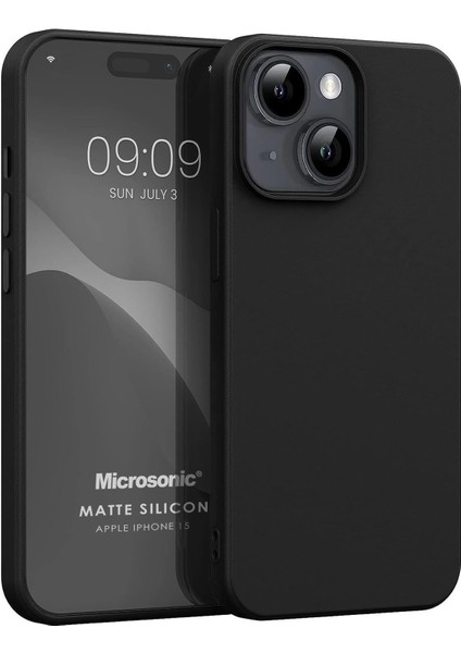 Kılıf Matte Silicone Apple iPhone 15 Için Siyah [Apple iPhone 15 ile Uyumlu Kılıf - Siyah]